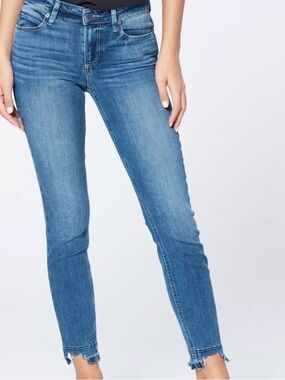 PAIGE Verdugo Skinny Jeans Raw Hem Distressed Medium Wash Size 27